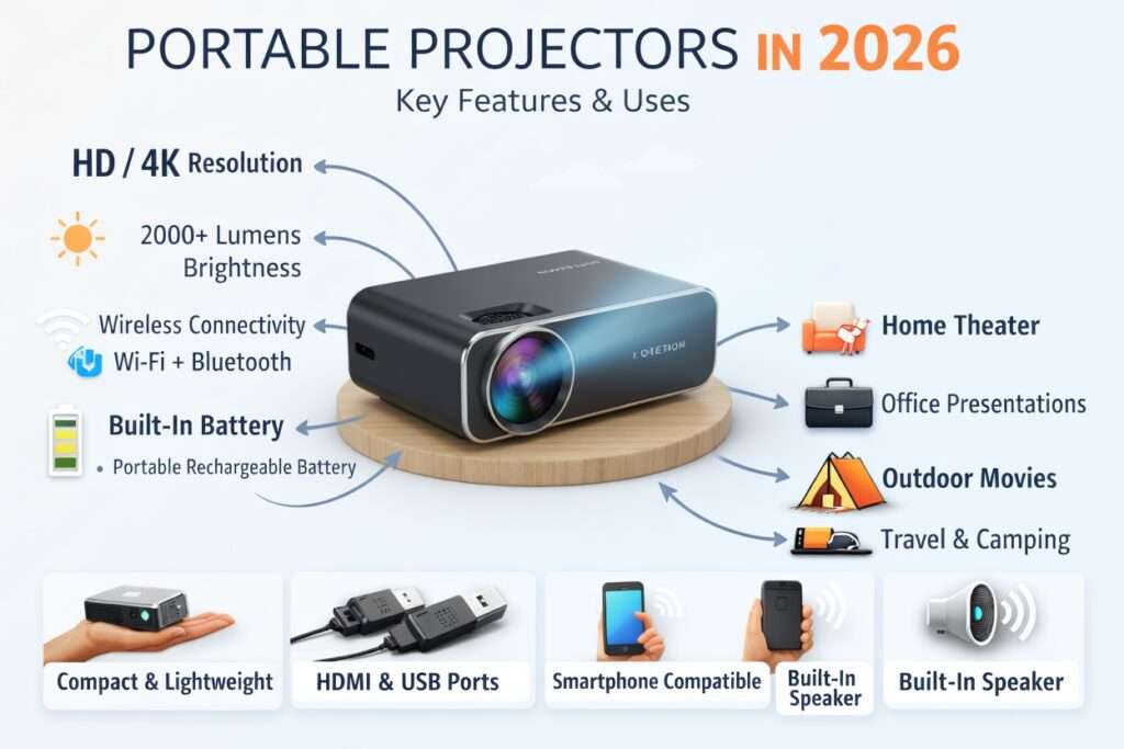Best Portable Projector 2026 Complete Guide – Best for Home, Office, Business, Classroom & Outdoor Entertainment