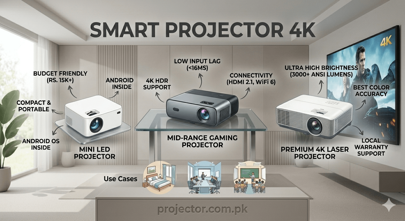 Best Smart Projector 4K Options in Pakistan Under Every Budget — From Mini to Full-Size