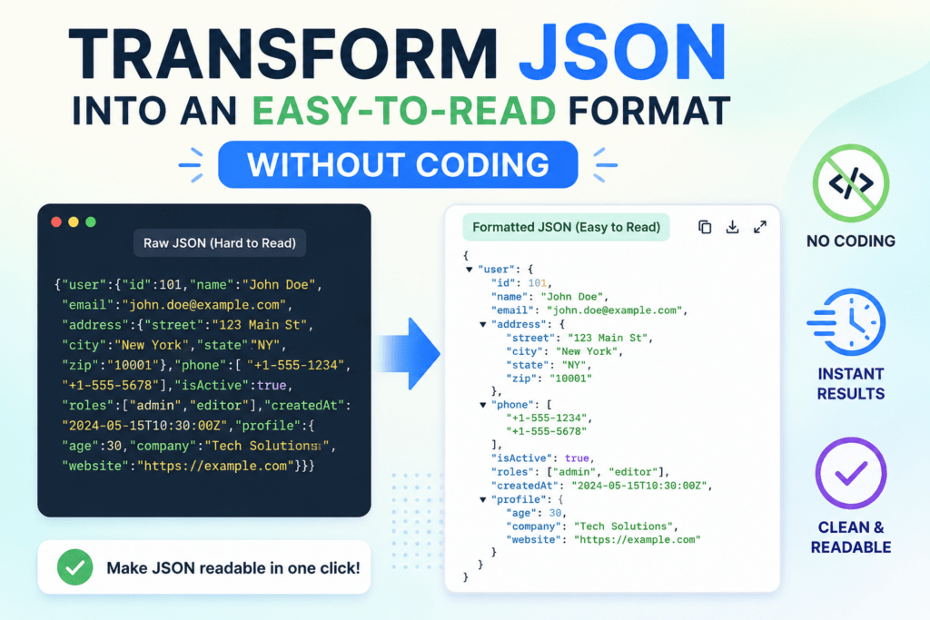 How to Transform JSON into Easy-to-Read Format Without Coding? How to Transform JSON into Easy-to-Read Format Without Coding?