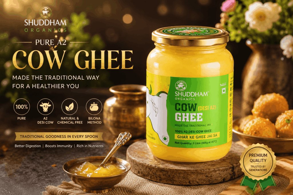 1 Ltrs Shuddham Organics Pure A2 Ghee – Elevate Your Everyday Cooking with Pure Desi Goodness 1 Ltrs Shuddham Organics Pure A2 Ghee – Elevate Your Everyday Cooking with Pure Desi Goodness