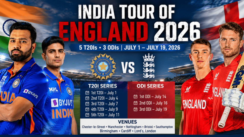 India vs England 2026: Full Schedule, Venue, ODI Squad, Tickets & Live Streaming