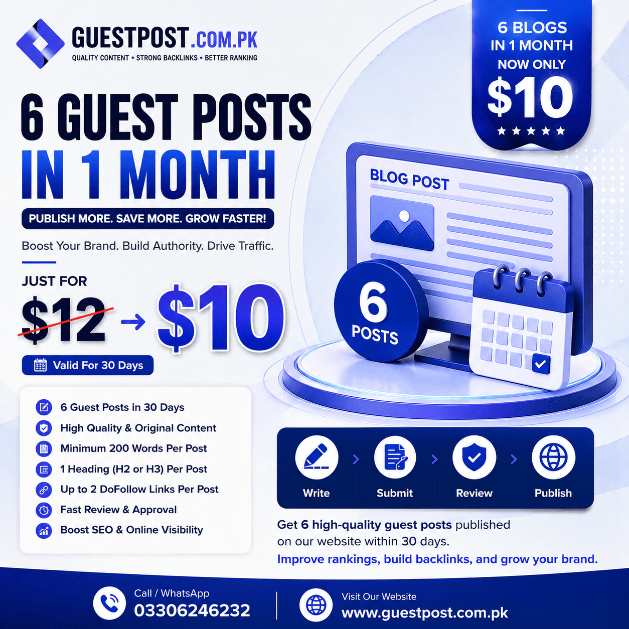 6 Guest Posts in 1 Month — Just $10 6 Guest Posts in 1 Month — Just $10